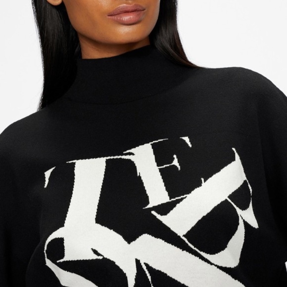 Ted Baker Izbelle Black and White funnel neck Graphic Sweater 1 - Picture 3 of 15